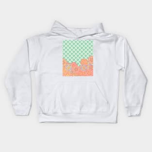 Floral Doodle on Mint Moroccan Lattice Kids Hoodie